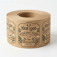 Personalisierte Maßgefertigte Kraftpapier Runde Logo-Aufkleber Selbstklebende Vintage Kraftpapier-Etiketten-Rolle für Seifenbox Kaffeetasse