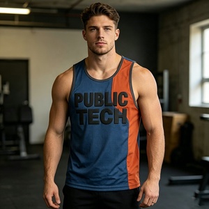 OEM Bulk Order Custom Color Blocking Sleeveless Singlet T-<b>Shirt</b> High-End Fitness Running Silicone Print Armhole Mesh Tee Jersey - Product Image 3