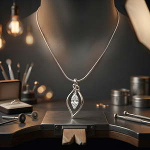 Pendentif en argent de style coréen avec pierre marquise de qualité supérieure, design de niche, vente en gros, prix de gros, pierre au choix pour femme, bijoux - Product Image 1