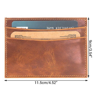 Portefeuille Slim personnalisé Vintage en cuir véritable, <span class=keywords><strong>porte</strong></span>-<span class=keywords><strong>cartes</strong></span> de crédit, avec Logo personnalisé, vente en gros, unités - Product Image 2