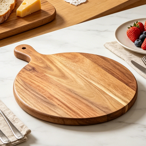 Tabla de Cortar de Madera de Acacia y Haya con Diseño de Casa, Tabla de Charcutería, Bandeja para Servir, Regalos para Agentes Inmobiliarios - Product Image 5