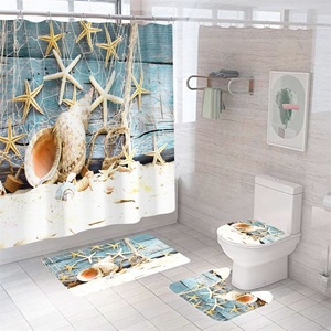 Rideau de douche 100% Polyester, ensemble de 4 pièces, 180x180cm, <span class=keywords><strong>plage</strong></span> de sable, rideaux de douche imperméables - Product Image 3