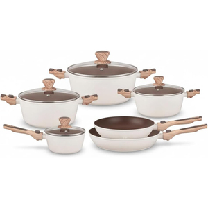 Ensemble de casseroles de haute qualité en céramique moderne, revêtement antiadhésif, 6 pièces, en alliage d'aluminium, compatible induction, passe au four, passe au lave-vaisselle - Product Image 1