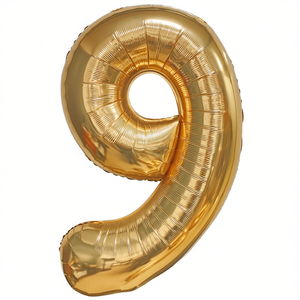 Globo de fiesta con forma de número 9, dorado, 1 metro, decoración de fiesta con lámina de champán - Product Image 1