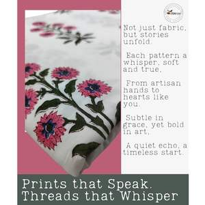 Tela de Algodón Estampada a Mano con Diseño de Ojo Indio, Ligera, con Patrón Floral, Transpirable y Ecológica, Rb-138 Rosa, Textil para el Hogar - Product Image 4