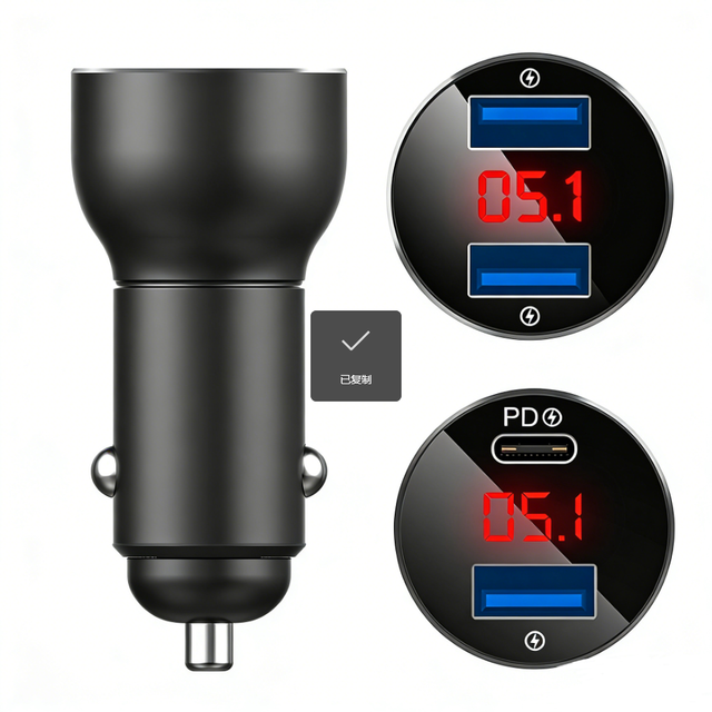 Digital Display 38W PD 20W QC3.0 Dual USB Fast Charging Car Charger Metal Mini Adapter for iPhone Samsung Car Charger