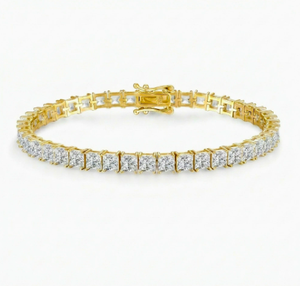 Pulsera de tenis de plata de ley S925 con moissanita, pulsera de cadena con eslabones de moissanita cuadrados totalmente pavimentados para mujer, regalo de joyería para fiesta - Product Image 1