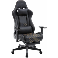 Chaise d'ordinateur ergonomique pour PC, siège épais en PVC noir de qualité supérieure, chaise de jeu 3D avec repose-pieds.