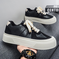 Chaussures pour hommes MJ001 en cuir, couleur unie, nouvelle collection printemps, baskets à semelle épaisse, chaussures de marche décontractées pour hommes
