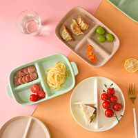 Bambus assiette divisée à 3 compartiments faite à la main fruits divisés nordiques résistant à la chaleur carré porcelaine céramique CLASSIC fête gravure