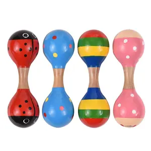 4pcs Wooden Maracas Mini Shaker Baby Rattles for Kids Cute Colorful Musical Instrument Toys for Baby Girls Boys Toddlers