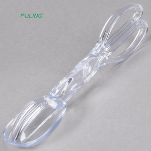Platter Pleasers 11 1/2 "Comida Tong Cuchara y tenedor Emparejamiento Plástico transparente Ensalada Pinzas 48/Caja - Product Image 4
