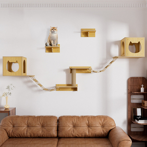 Structure d'escalade murale en bois massif avec maisonnette et corde en sisal, personnalisable, fabricant - Product Image 4