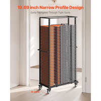 Chariot pliant pour chaises, chariot robuste pour 60 chaises, chariot de rangement pour chaises en métal avec roulettes pivotantes et roue de verrouillage