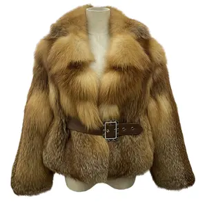 red fox Wholesale of Luxury Fox Fur Coat for Women's Winter Warmth in Factory, Extra Large Suit with Flip Collar Fur Coat