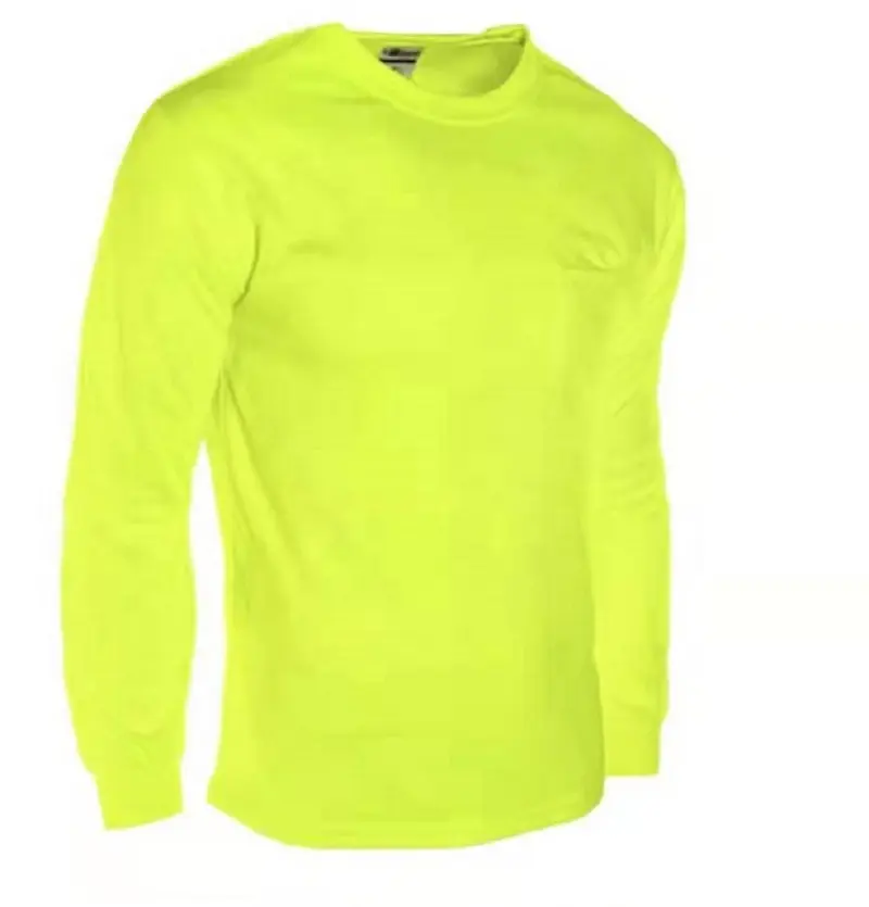Magliette da corsa di sicurezza al Neon t-Shirt a maniche lunghe per abbigliamento sportivo t-Shirt in poliestere ad asciugatura rapida stampata Hi-vis