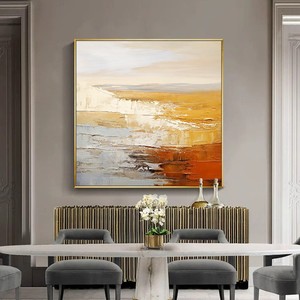 Abstract Oil Painting Hand Painted Modern Minimalist Square <b>Wall</b> Art For Living Room Sofa Background Metal <b>Frame</b> Decorative - Product Image 3