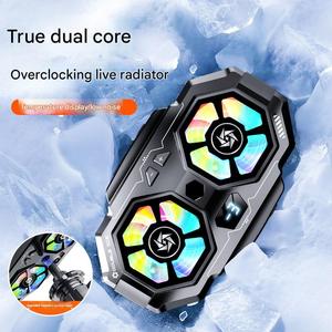 Enfriador de teléfono recargable con ventilador dual <span class=keywords><strong>LED</strong></span> FS06, refrigeración más fuerte de larga duración, juegos de refrigeración por aire para transmisión en vivo con soporte para teléfono - Product Image 5