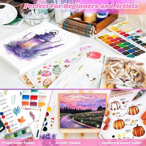 Panwenbo 64 tờ 140lb/300gsm nghệ sĩ giấy màu nước lỏng lẻo giấy vẽ số lượng lớn - Product Image 6