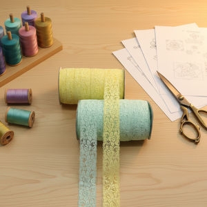 Disponibile Subito: Pizzo Elastico Ricamato Blu Chiaro da 4-5 cm per Lingerie e Accessori per Capelli - Product Image 1