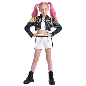 Disfraz de Cazadora de Demonios para Niñas, Traje Negro y Dorado para Actuaciones, Conjunto de Ropa 100% Poliéster, Venta al Por Mayor de Fábrica HESPER - Product Image 1