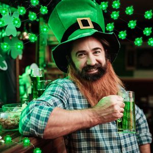 Décorations <span class=keywords><strong>de</strong></span> la Saint-Patrick Guirlandes lumineuses 10FT 30LED Green Shamrock Guirlandes lumineuses à piles Fairy Lucky Clover Lights - Product Image 6