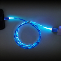 Luz de flash de color LED 3 en 1 Cable USB magnético 2.4A Carga rápida con conectores Micro-usb/Type-c/8 Pin Cable USB multipuerto