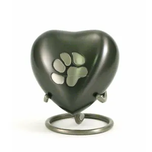 Heart Slate / Pewter Odyssey Keepsake Paw Print Pet Cremation Urn For Cat & Dog Pet ashes Cremation Memorial Handmade Urns