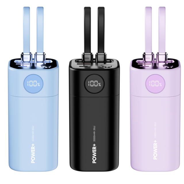 3C Hot Portable Power Bank PD35W 3-Way Fast Charging 20000mah 18000mah Slim Own 2 Cable LED Display Capacity for Travel 3C Cert