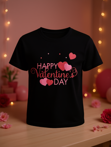 T-shirt stampata Happy Valentine's Day da donna, manica corta, girocollo, vestibilità rilassata, casual, 100% cotone jersey, per tutte le stagioni - Product Image 2