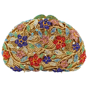Exquisite Floral Rhihinestones Wedding Clutch Purse for Women Sparkling Crystals Evening <b>Bag</b> Shiny for Gathering Cocktail Prom - Product Image 1