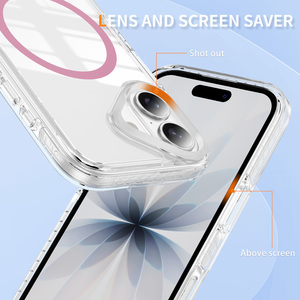 Coque de protection hybride transparente anti-rayures avec pare-chocs magnétique puissant N52 pour iPhone 17, 16, 15, 13 – Vente en gros - Product Image 4