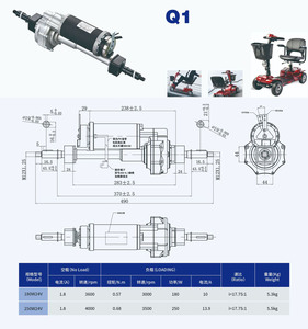 มอเตอร์เกียร์แบบแปรงถ่าน DC 24V 180W 250W เพลาเฟืองท้ายพร้อมมอเตอร์ฉุดสำหรับรถ<span class=keywords><strong>สามล้อ</strong></span>ไฟฟ้ารถเข็นสกู๊ตเตอร์เคลื่อนที่ได้ - Product Image 5