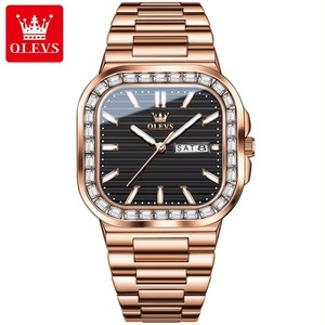 Nhà Máy Nóng Bán Olevs 9966 Người Đàn Ông Đồng Hồ Rose Gold Kim Cương Quay Số Sang Trọng Cổ Tay Đồng Hồ Cho Nam Giới Thời Trang Tuần Ngày Đồng Hồ Người Đàn Ông Reloj - Product Image 2