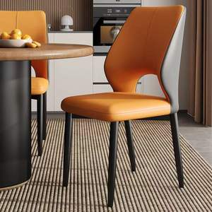 كرسي طعام إيطالي فاخر حديث من المعدن والخشب المضغوط بجودة فندقية عالية لطاولة الطعام المنزلية مع مسند للظهر للصالة وغرفة النوم - Product Image 2