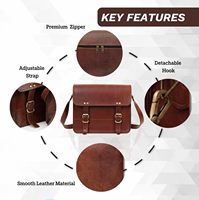 IndianHandoArt 13-Zoll Echtleder Vintage Messenger-/Umhängetasche/Bürotasche mit Knopfverschluss für Herren/Damen/Unisex