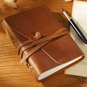 Carnet en cuir véritable Crazy Horse rétro NAG36, carnet en cuir de vachette pour notes de voyage, cadeau, 12x18cm, 150 feuilles, vente en gros - Product Image 4