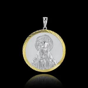 Neueste runde Mode Amulett Mutter Maria Anhänger 18 Karat vergoldet Accessoires Schmuck Religiöse Halskette
