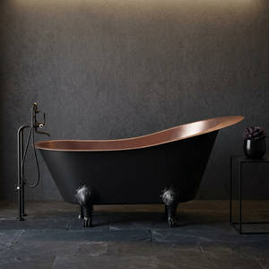 Baignoire autoportante ovale en cuivre de luxe avec pieds à griffes et couvercle, portable, pour la maison, l'hôtel, la villa - Artisanat indien - Product Image 3