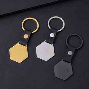 Porte-clés vierge en métal brossé en forme de croix avec surface en cuir pour personnalisation DIY, gravure laser, impression UV, porte-clés photo en acier inoxydable - Product Image 5