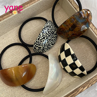 Ikat rambut oval asetat gaya retro dan sederhana ikat karet ekor kuda aksesoris rambut untuk wanita