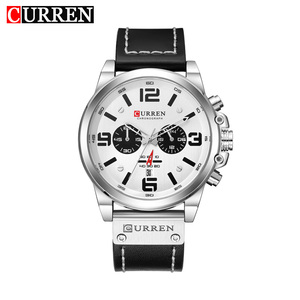 Reloj de Cuarzo CURREN 8314 para Hombre, de Lujo, con Correa de Cuero y Aleación, Diseño Antiguo de Dibujos Animados, Casual de Negocios, con Función de Fecha, Resistente al Agua - Product Image 1