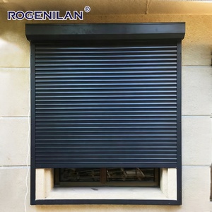 Persianas enrollables eléctricas verticales comerciales Rogenilan, persianas enrollables antirrobo de aluminio negro para exteriores - Product Image 2