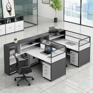 Moderne Kantoorcabines Werkstation Bureau Kantoormeubilair 2 Persoons Personeel Bureau Houten Werkstation