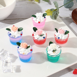 Simulated cream glue dessert cup ice cream cup pendant necklace accessories DIY car <b>key</b> pendant backpack ornament - Product Image 2
