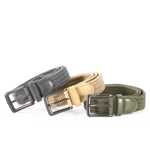 <span class=keywords><strong>Ceinture</strong></span> élastique à bout ajustable en cuir tressé <span class=keywords><strong>extensible</strong></span> noire pour hommes, avec logo personnalisé - Product Image 2