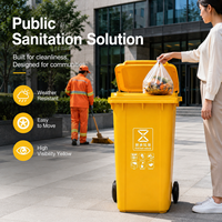 Poubelle à roulettes durable de 240 L, bac à déchets en plastique pour travaux d'assainissement, nettoyage des rues, utilisation en extérieur