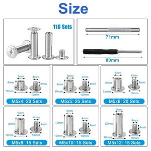Kit de tornillos: Juego de postes roscados personalizados, remaches de cabeza plana, tornillos, tornillos Chicago, tornillos macho y hembra para correas, cuero y encuadernación de libros. - Product Image 3