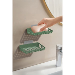 EcoGreen – ensemble de porte-savon mural rectangulaire en plastique, 2 pièces, auto-drainant, design minimaliste, pour salle de bain, évier, cuisine - Product Image 1