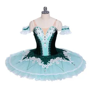 专业定制芭蕾舞短裙埃斯梅拉达表演比赛绿色蓝色纱裙